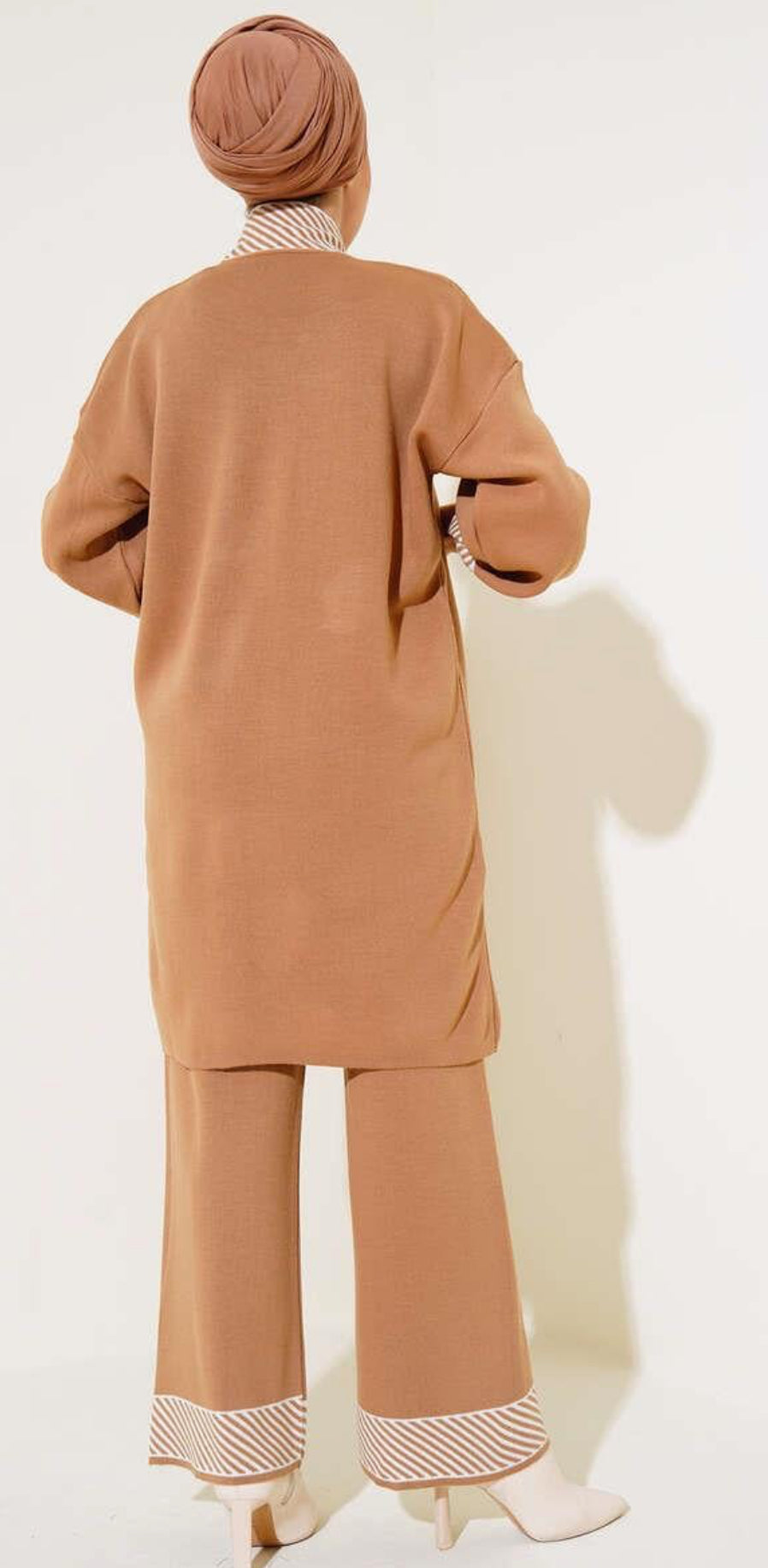 HC Three piece corded knitwear set -latte