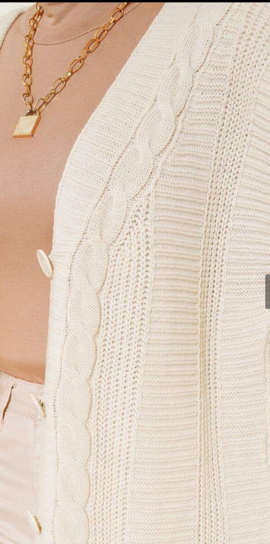 HC Long button detail knit cardigan -beige