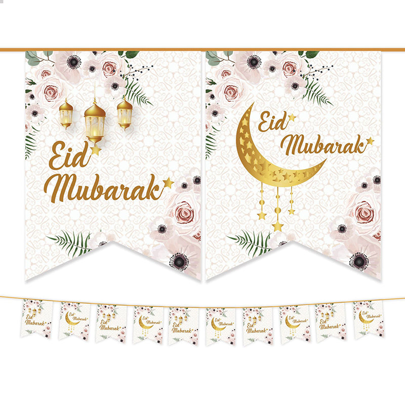 2024 Eid Mubarak banner- pink floral