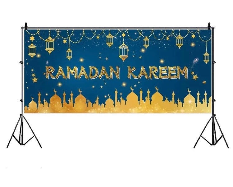 2024 Ramadan mubarak backdrop-blue polyester