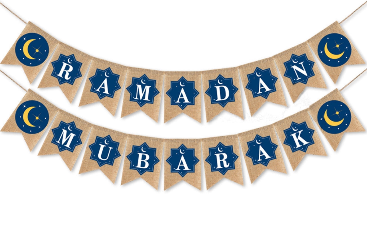 2024 Ramadan mubarak burlap banner