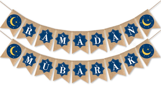 2024 Ramadan mubarak burlap banner