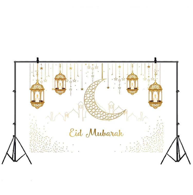 2024 Eid Mubarak backdrop- polyester white