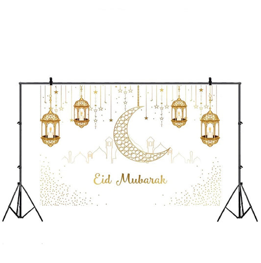 2024 Eid Mubarak backdrop- polyester white