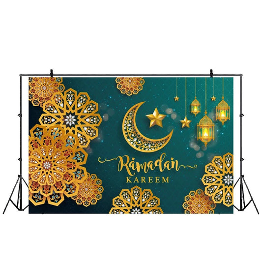 2024 Ramadan mubarak backdrop-green polyester