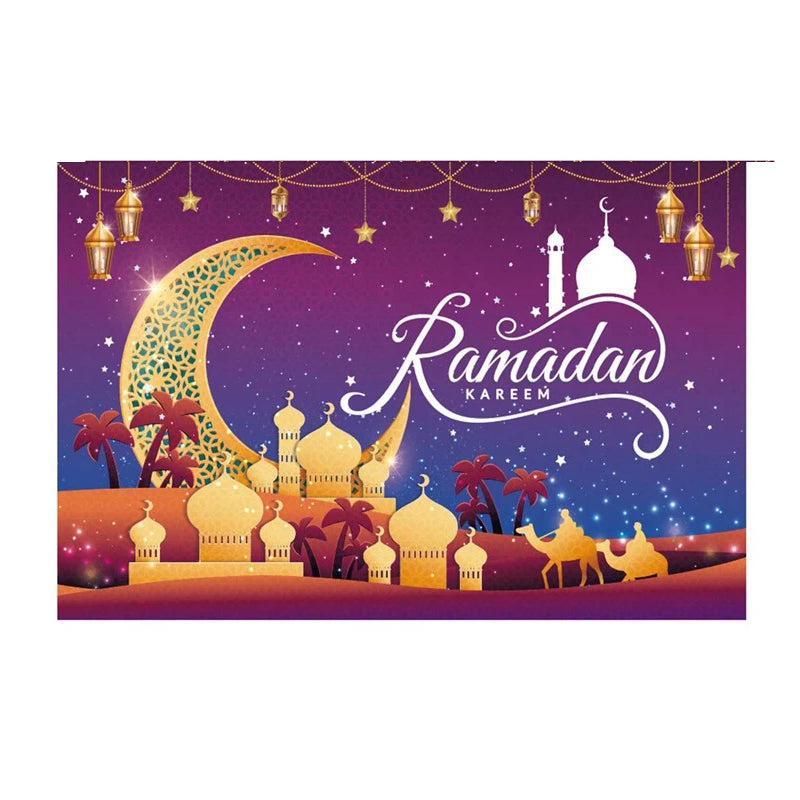 2024 Ramadan mubarak backdrop-purple polyester