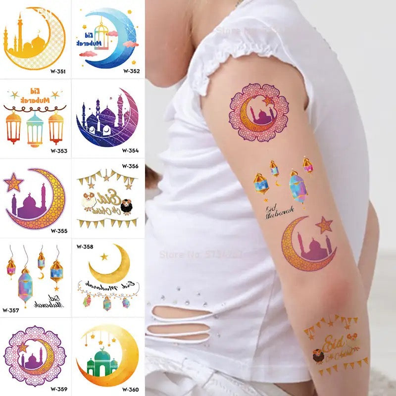 2024 Fun Festive Eid tattoos (10 pieces)