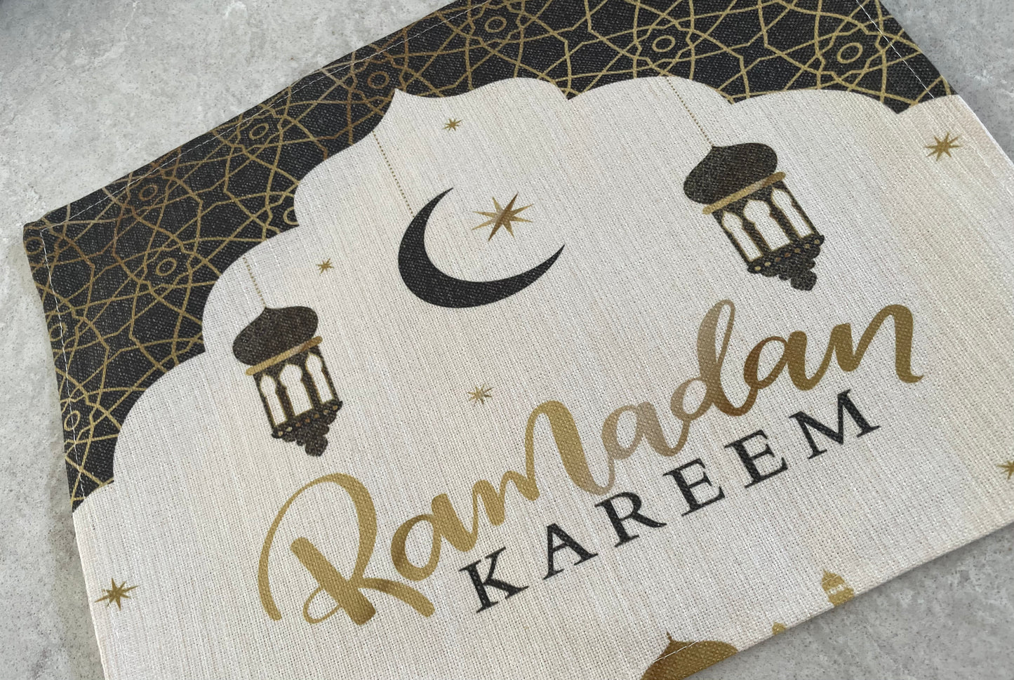 Ramadan kareem linen placemat-beige lanterns (6 pieces)