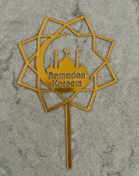 Ramadan Mubarak Acrylic cake topper-flower small