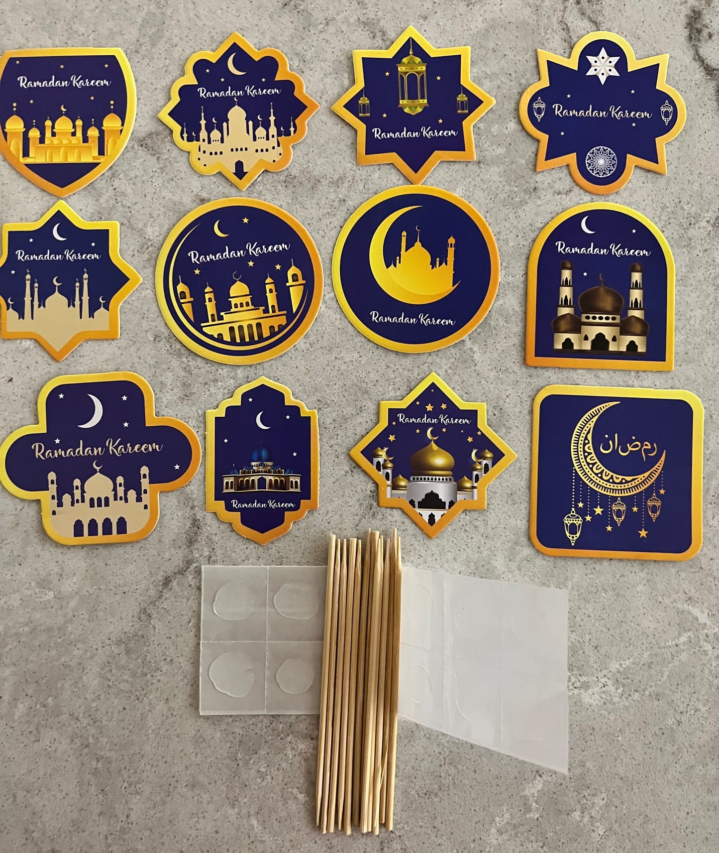 Ramadan cupcake toppers-blue (set of 12)