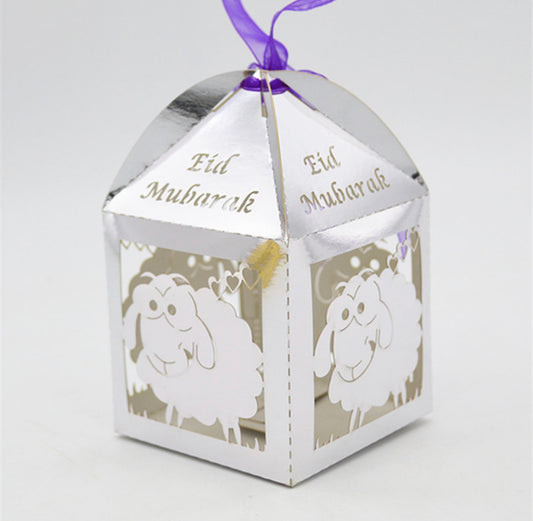 Eid Mubarak treat boxes silver (set of 10)