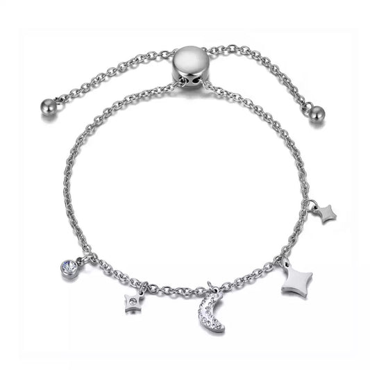 Star crescent charm slider bracelet