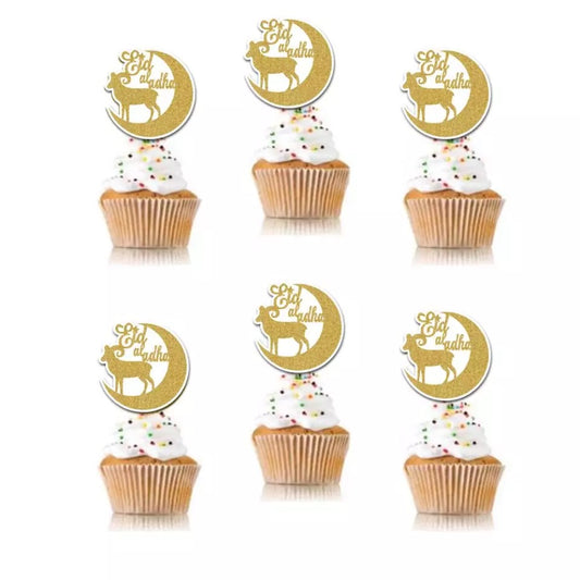 Eidul adha glitter Cupcake toppers (set of 6)