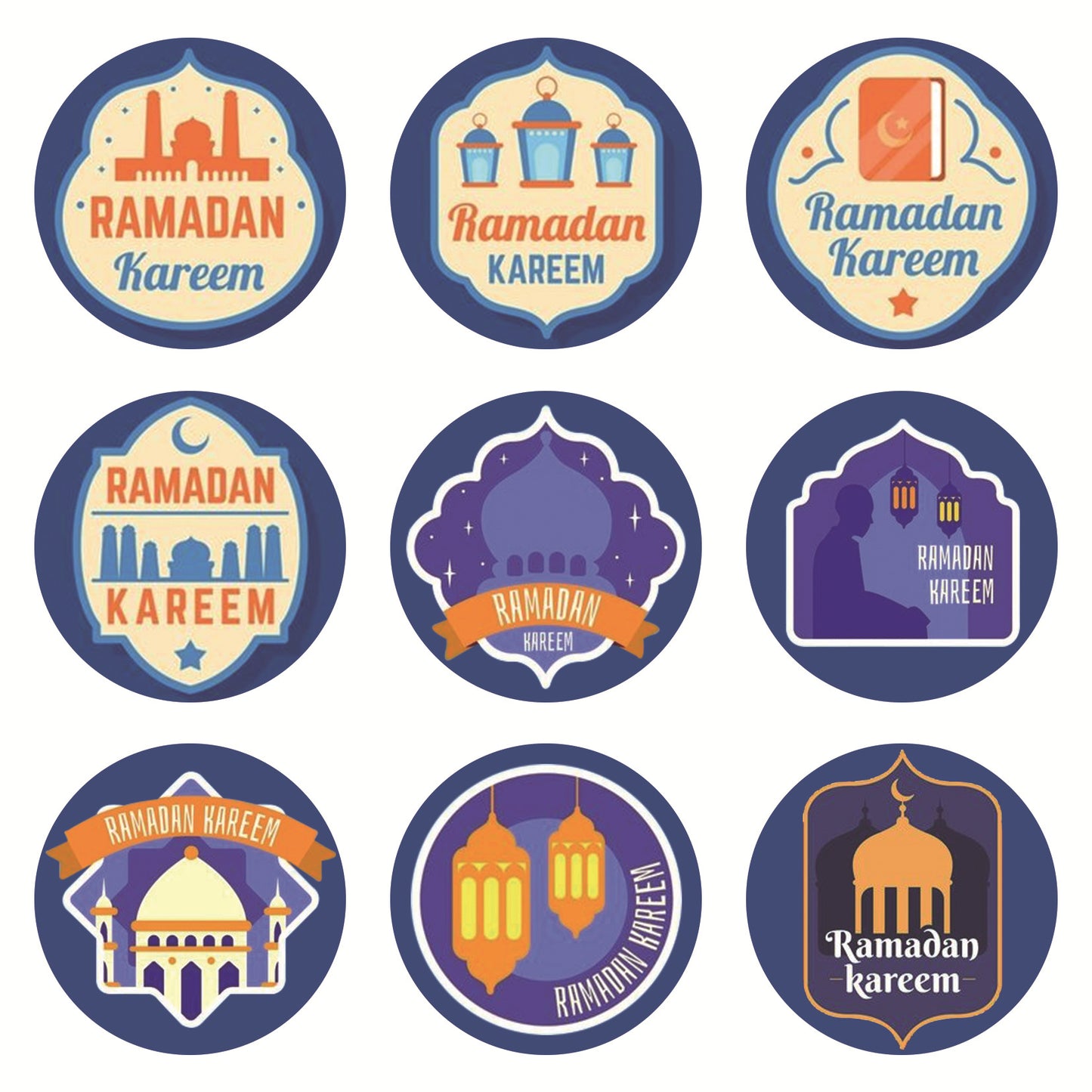 Ramadan Kareem stickers-design 2 (18 pieces)