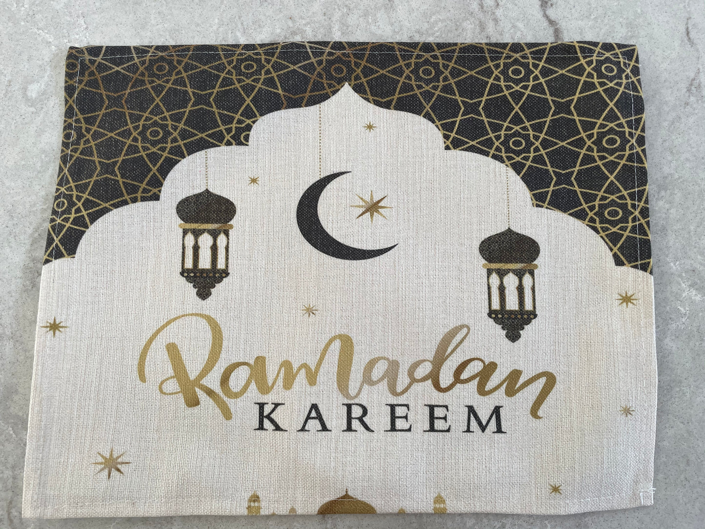 Ramadan kareem linen placemat-beige lanterns (6 pieces)