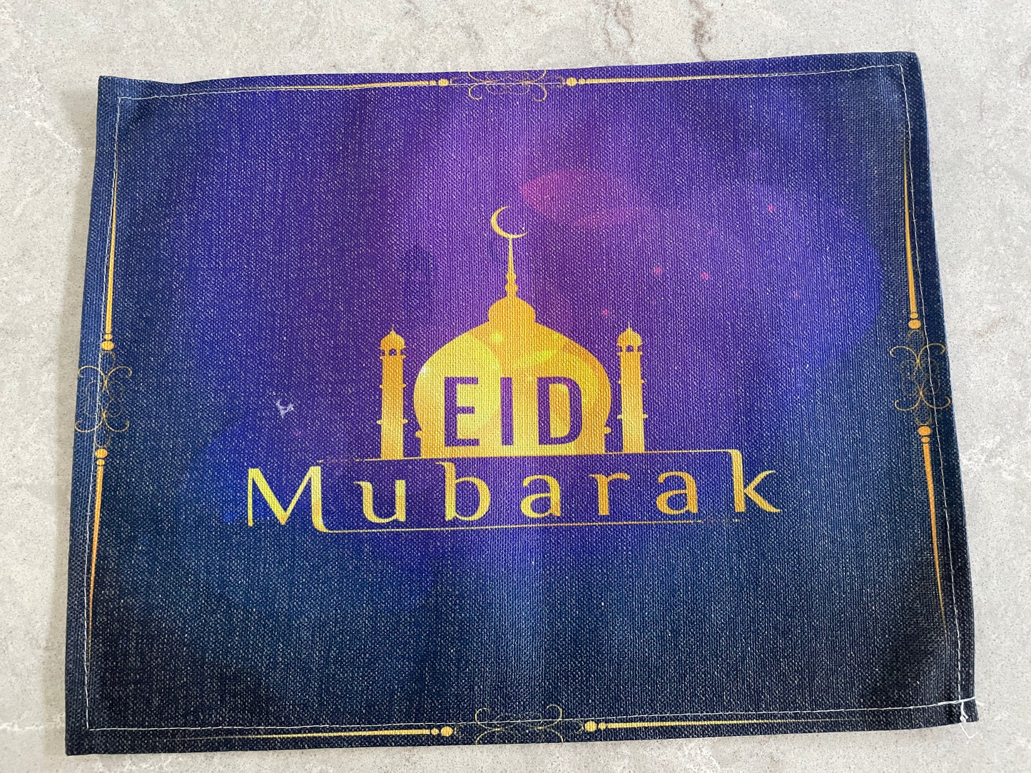 Eid mubarak linen placemat-purple mosque (11 pieces)