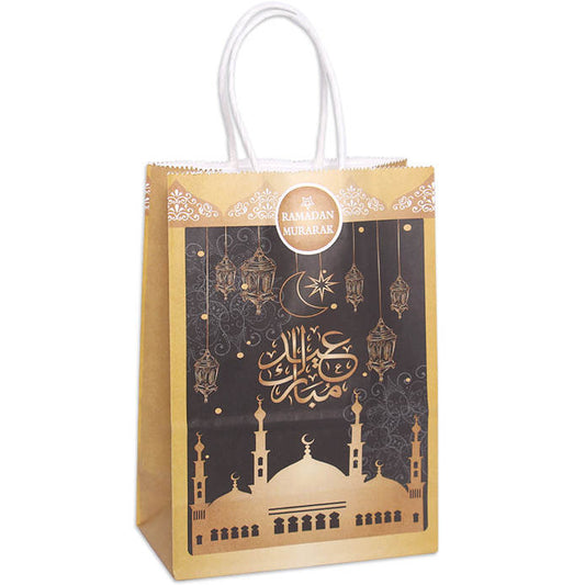 Eid/Ramadan Mubarak gift bag-black & gold (set of 12)