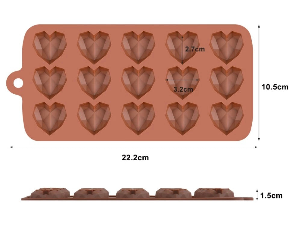 Mini heart diamond silicone mould