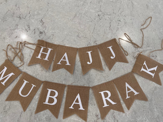 Hajj Mubarak banner- linen